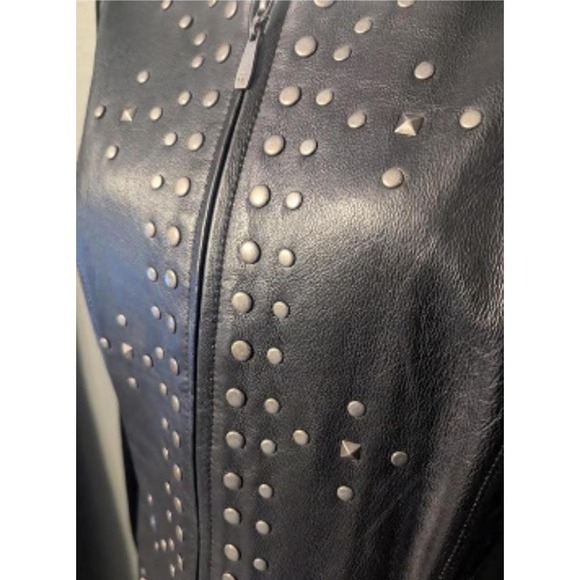 The VTG Chic 90S Women's Peter‎ Nygard Genius Leather/Knit Embellished Jacket - Picture 2 of 6